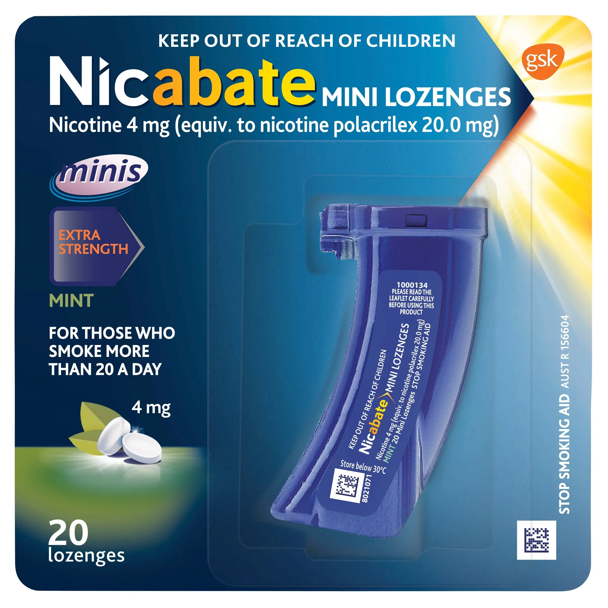 Nicabate Minis Quit Smoking Lozenge 4mg 20 pieces - Health