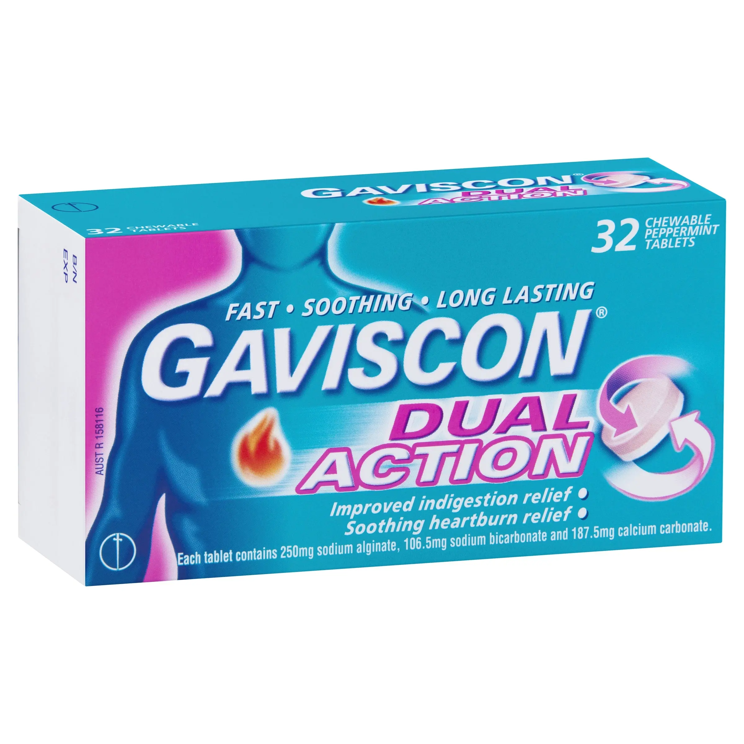 Gaviscon Dual Action Chewable Peppermint Tablets 32 - Health