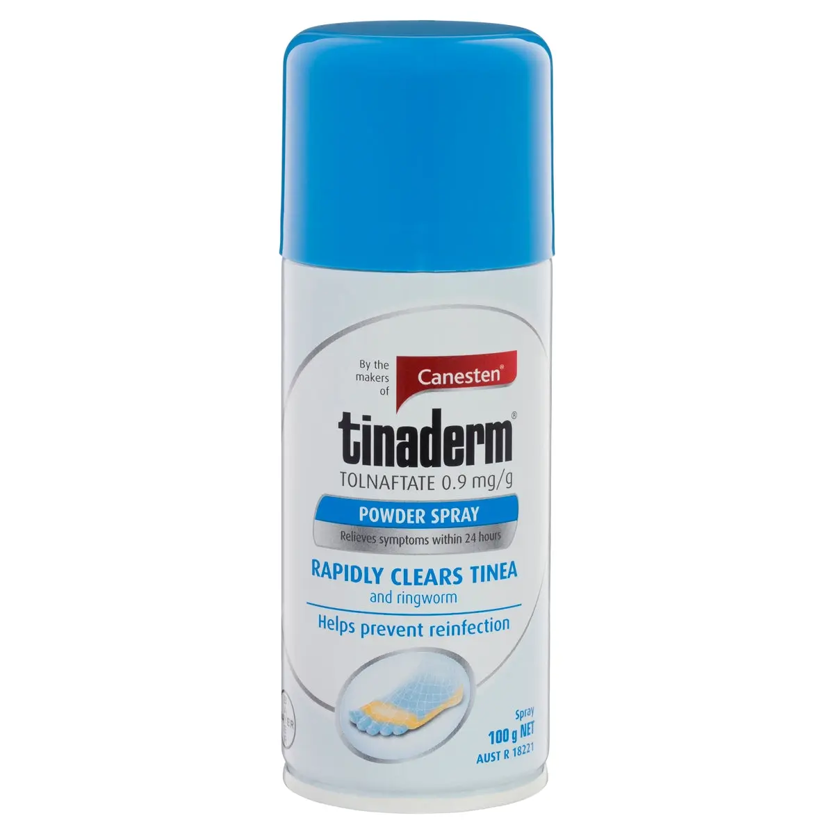 Canesten Tinaderm Powder Spray Tinea and Ringworm Treatment 100g - Health