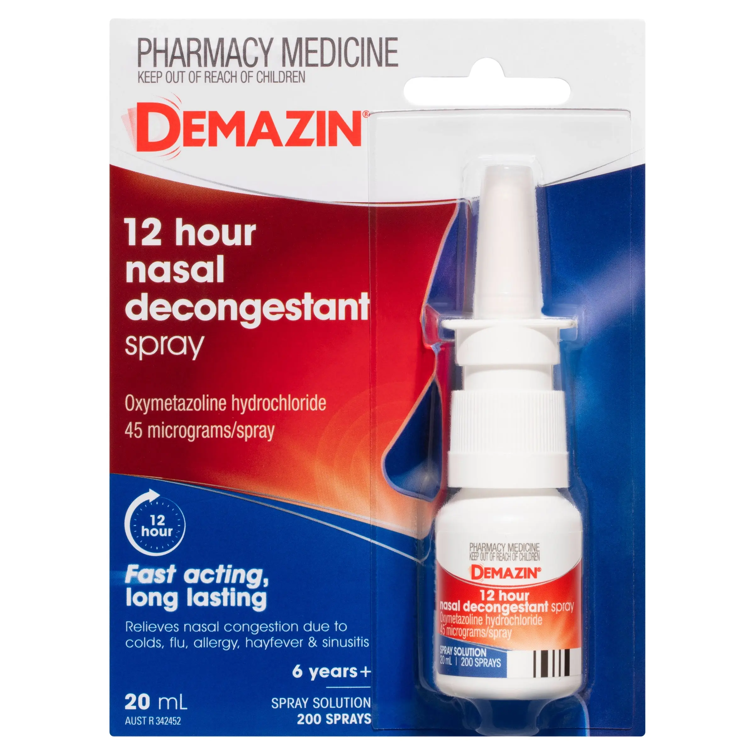 Demazin 12 Hour Relief Nasal Decongestant Spray 20ml - Health