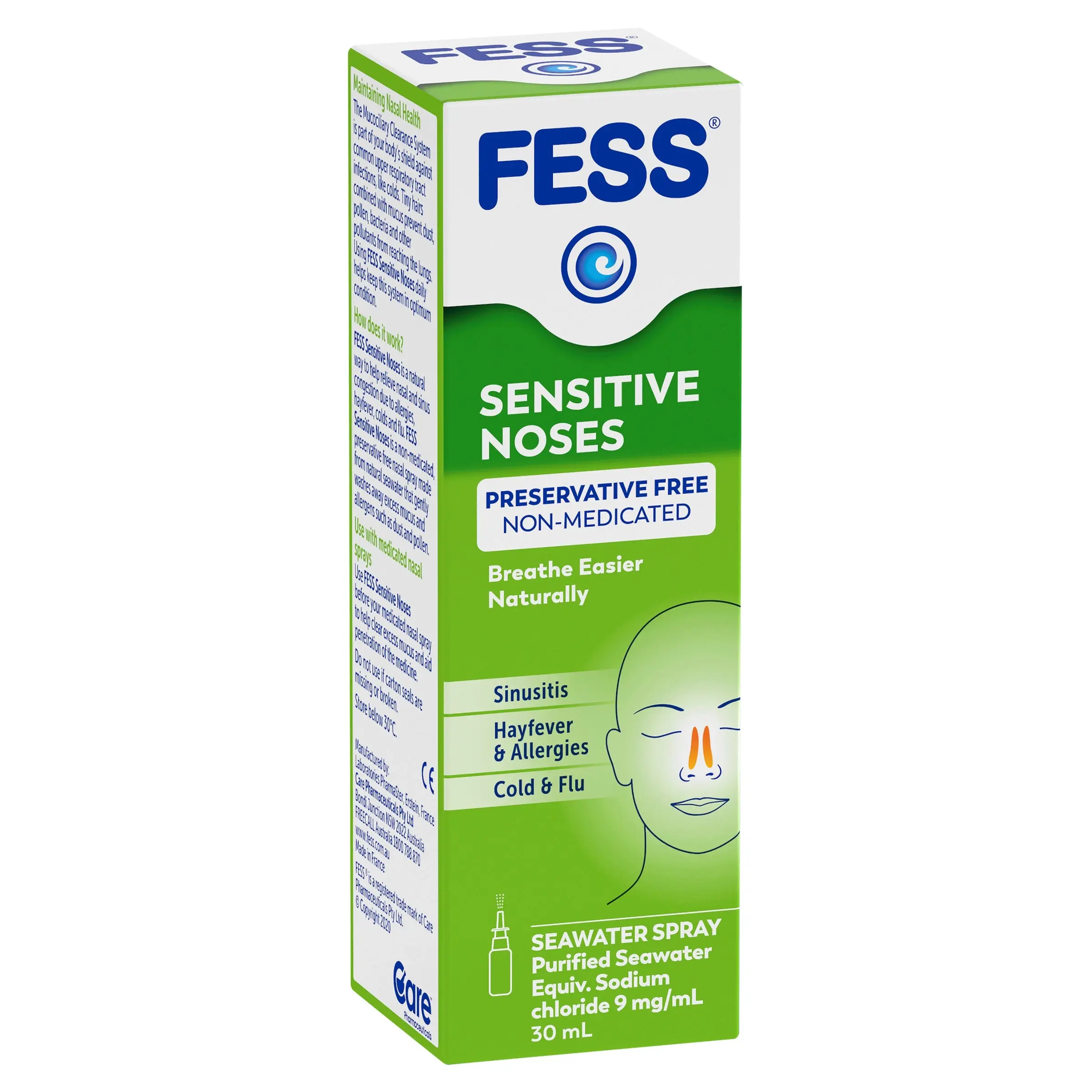 Fess Sensitive Noses Saline Nasal Spray 30ml - Health