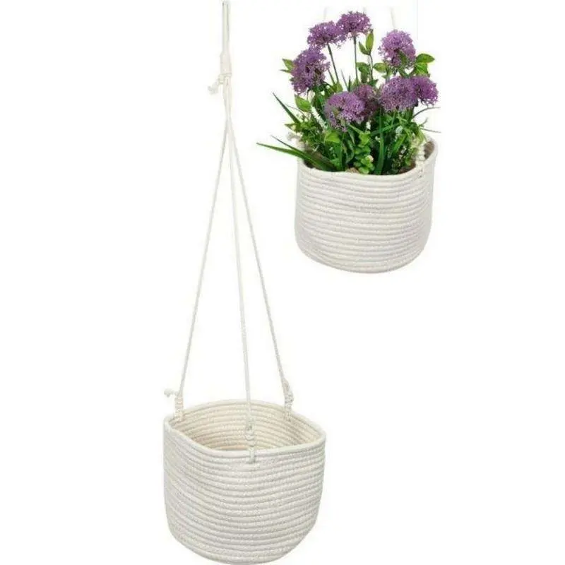Hanging Indoor Outdoor White Basket - Home & Garden