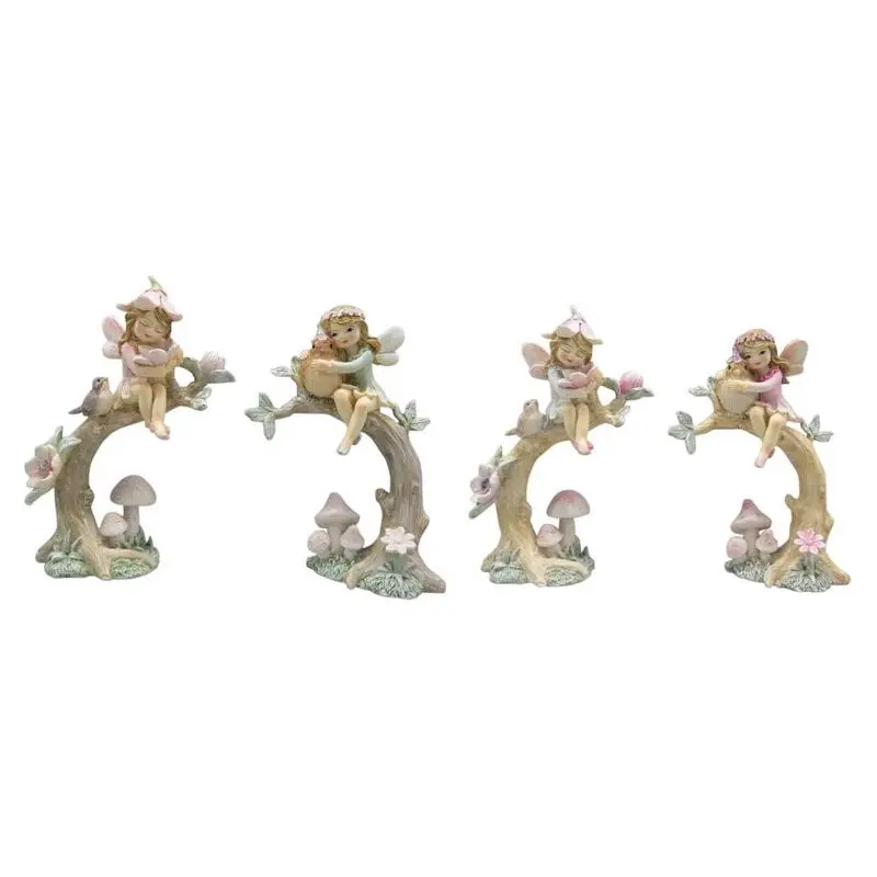 Fairy Friends Resting on Branch - Home & Garden