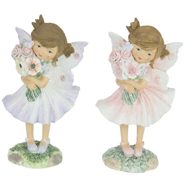 Fairy Holding Flowers in Pretty Dress - Home & Garden