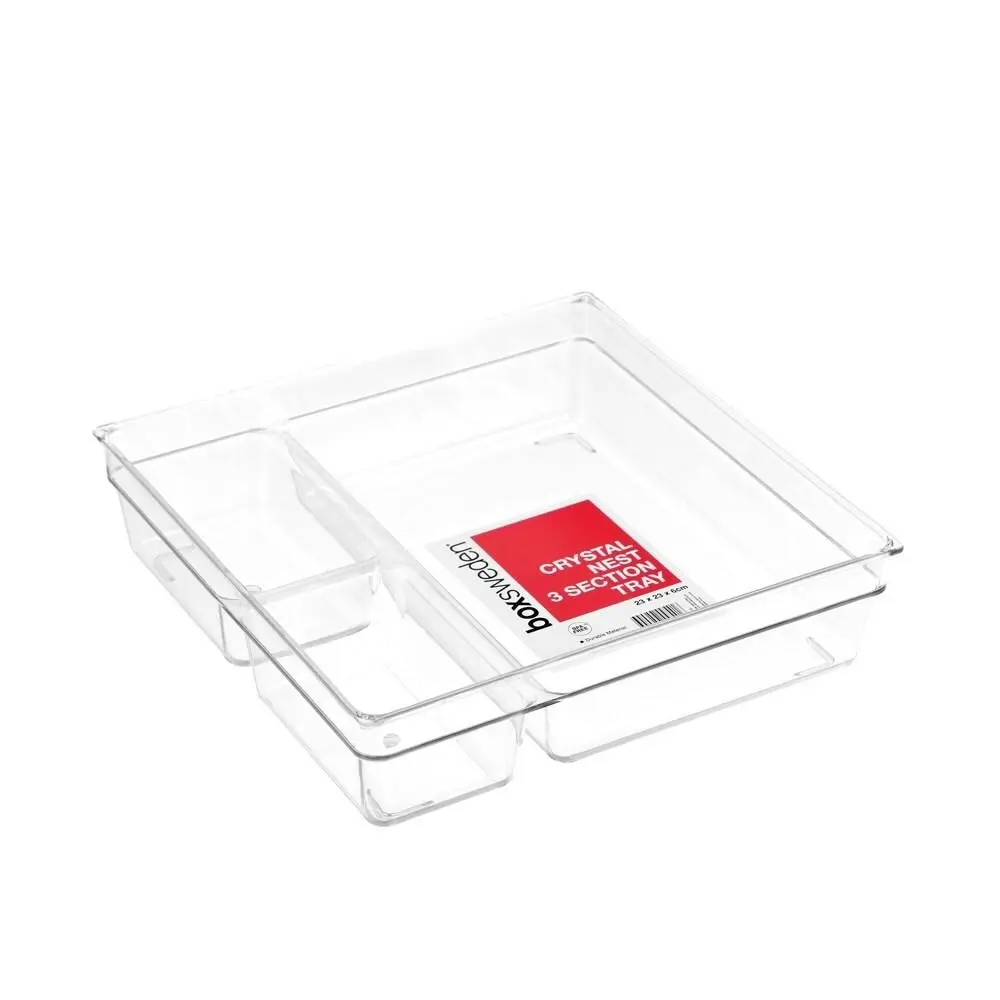 Boxsweden Crystal Nest Tray 3 Sections 23cm Home Storage Organiser Container - Home & Garden