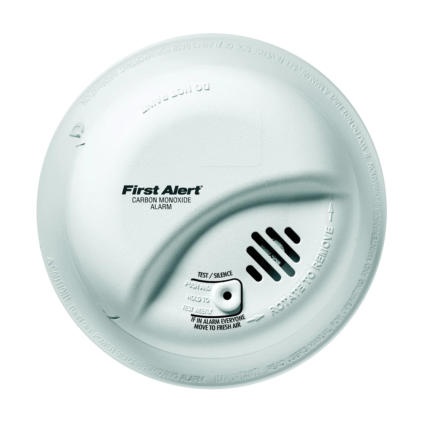 CO5120BN Carbon Monoxide Alarm, 10 ft, 85 dB, Alarm: Audible, Electrochemical Sensor, Ceiling/Wall - First Alert