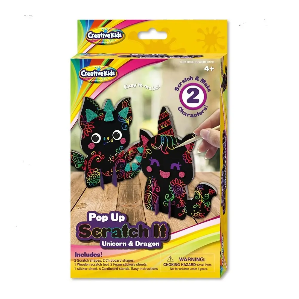 Creative Kids Pop Up Scratch It Unicorn & Dragon Activity Art Craft Fun Play 4y+ - Hobbies