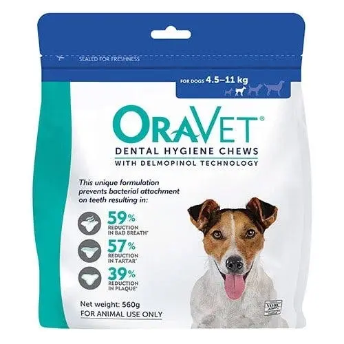 ORAVET Dental Chews for Small Dogs 4.5 to 11 Kg (BLUE) 28 Chews - Pets