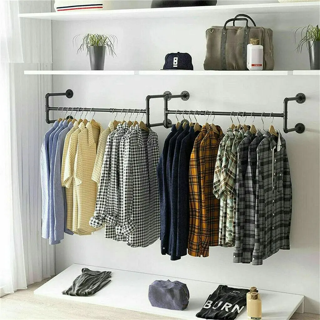 Heavy-Duty Wall-Mounted Garment Rack with Shelf