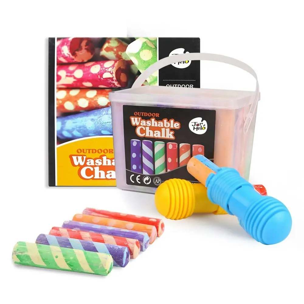 Jarmelo Outdoor Washable Sidewalk Chalk 24 Colours Kit/Holders Kids Arts/Craft - Hobbies