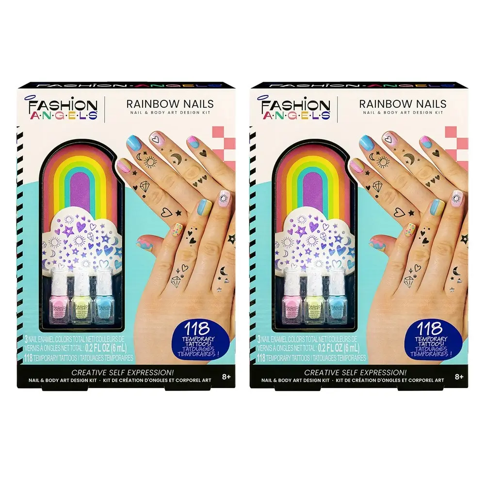 2x Fashion Angels Kids/Childrens Creative Rainbow Nails Polish/Enamel Design Kit - Hobbies