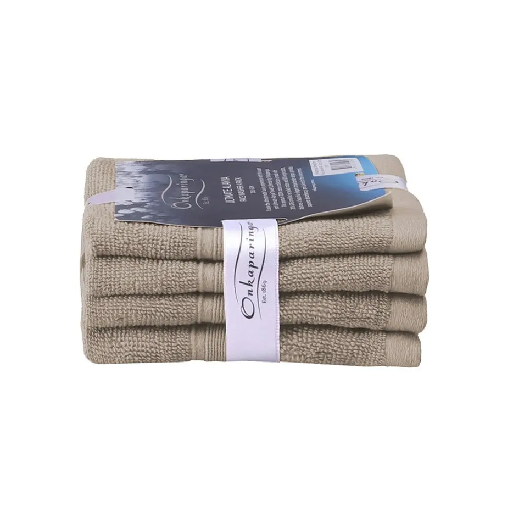 4PK Ultimate Alanya Cotton Face Washer/Towel 550Gsm Highly Breathable Almond - Home & Garden