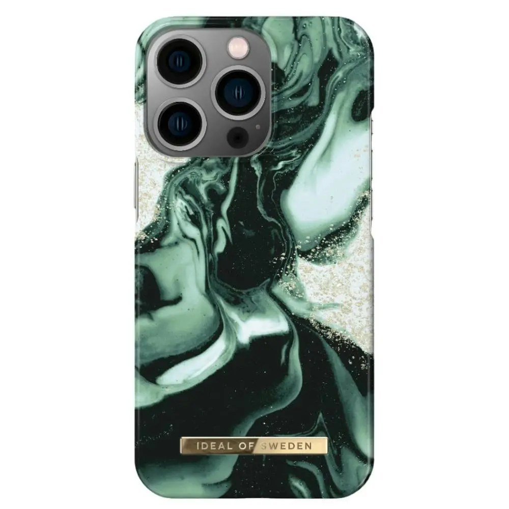 Ideal Of Sweden Fashion Case (Suits iPhone 13 Pro Max) - Golden Olive Marble