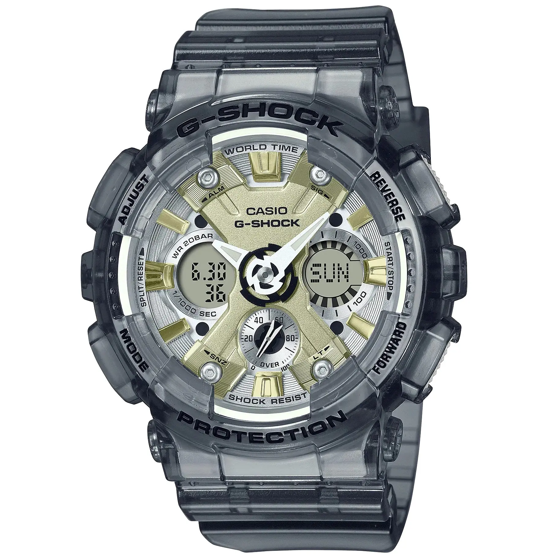 G-Shock S-Series Transparent Grey Unisex Digital Sports Watch GMA-S120GS-8A