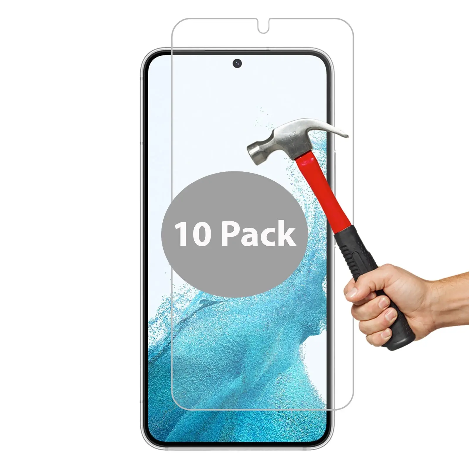 10 Pack Tempered Glass Screen Protector Phone Guard for Samsung Galaxy S22 - Electronics