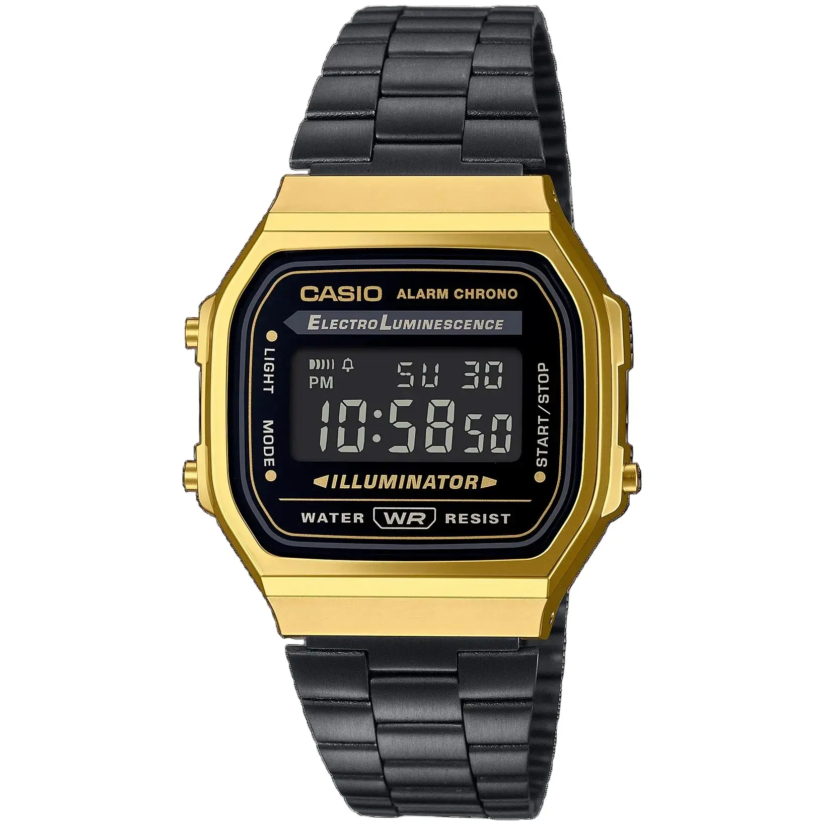 Casio Black Gold Retro Vintage Style Unisex Digital Watch A168WEGB-1B