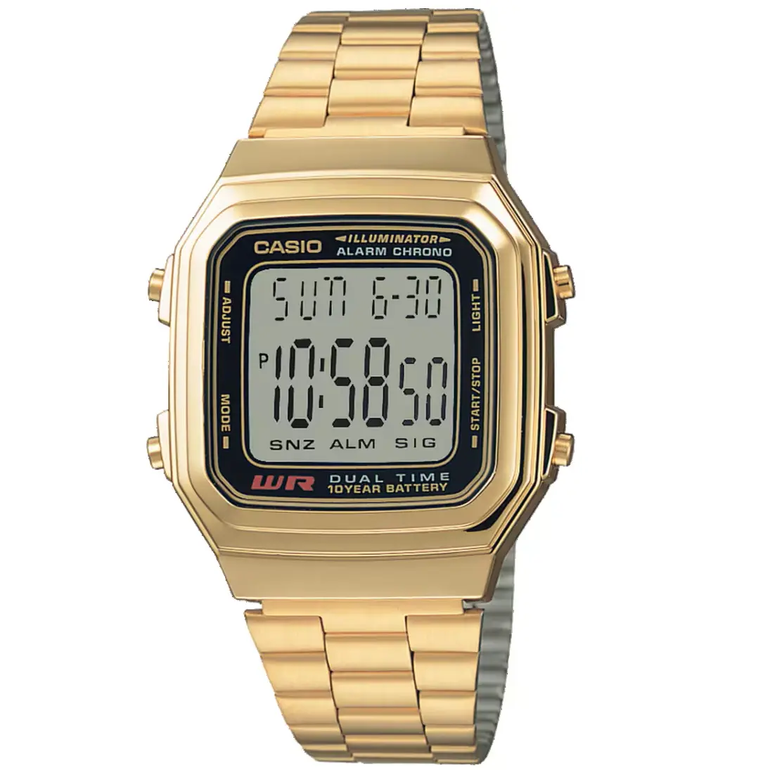 Casio A178WGA-1A Mens Gold Tone Stainless Steel Digital Watch