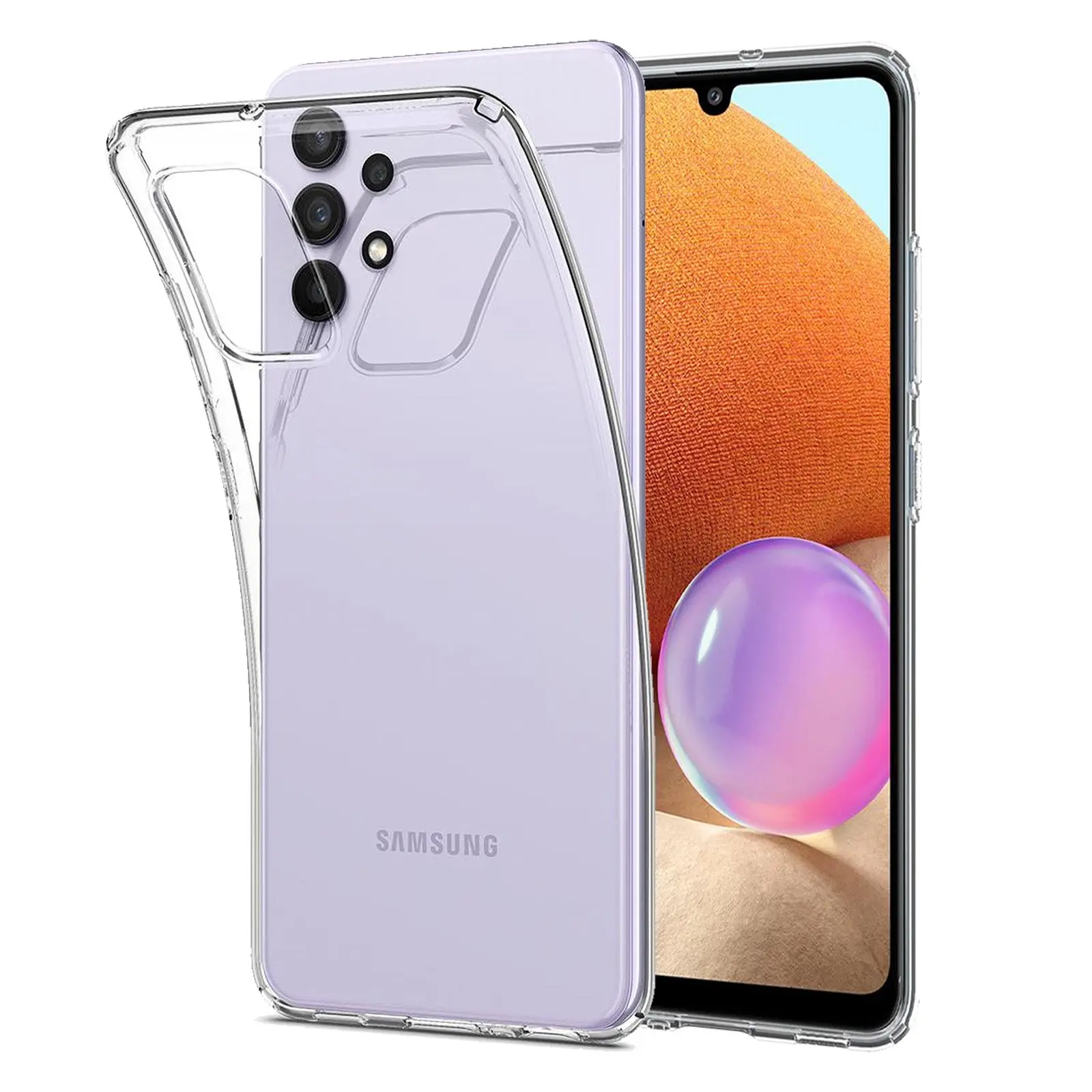 MEZON Galaxy A32 4G Ultra Slim Crystal Clear Premium TPU Gel Back Case - Shock Absorption, Wireless Charging Compatible
