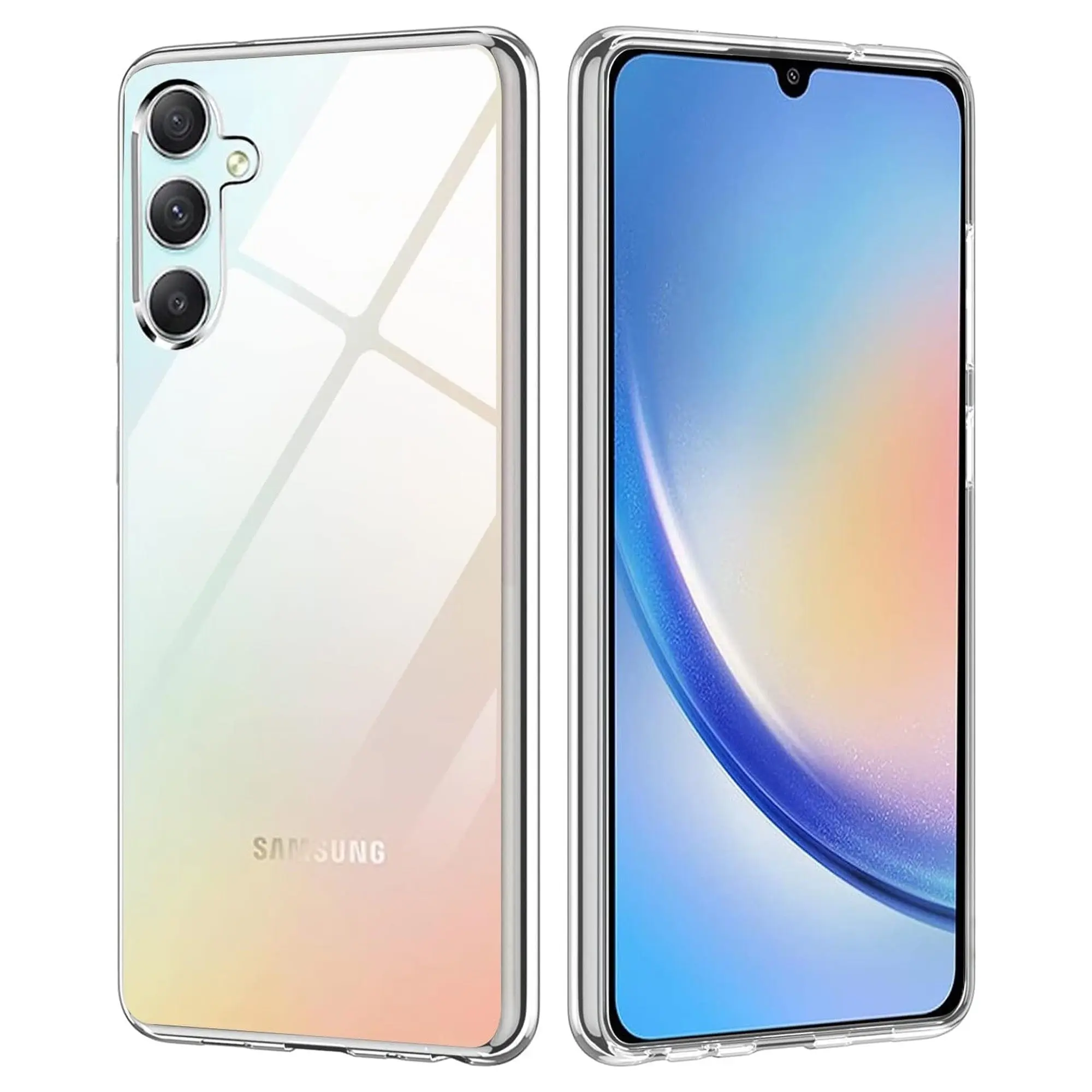 MEZON Galaxy A34 5G Ultra Slim Crystal Clear Premium TPU Gel Back Case - Shock Absorption, Wireless Charging Compatible