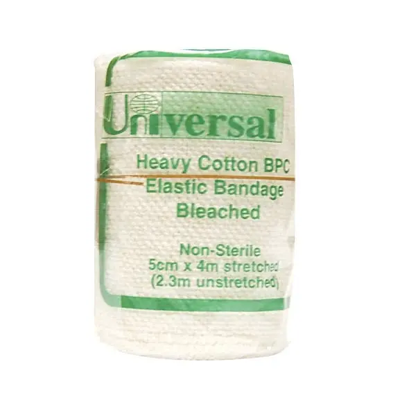Universal Crepe Bandage 5cm x 2.3m Unstretched 4.5m Stretched Bleached White 12 Pack - Health