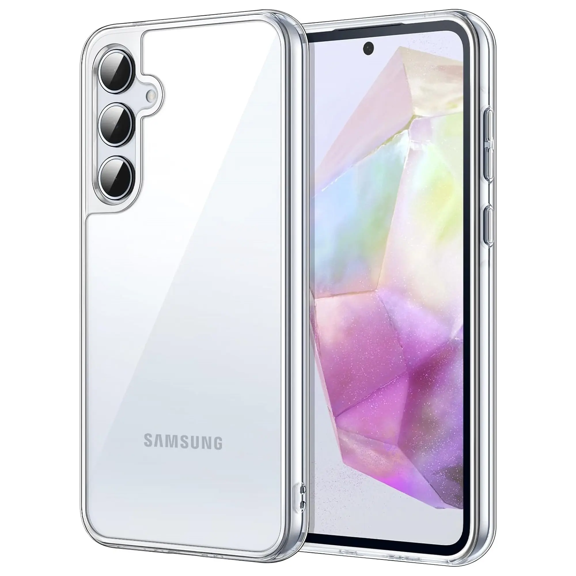 MEZON Galaxy A55 5G Ultra Slim Crystal Clear Premium TPU Gel Back Case - Shock Absorption, Wireless Charging Compatible