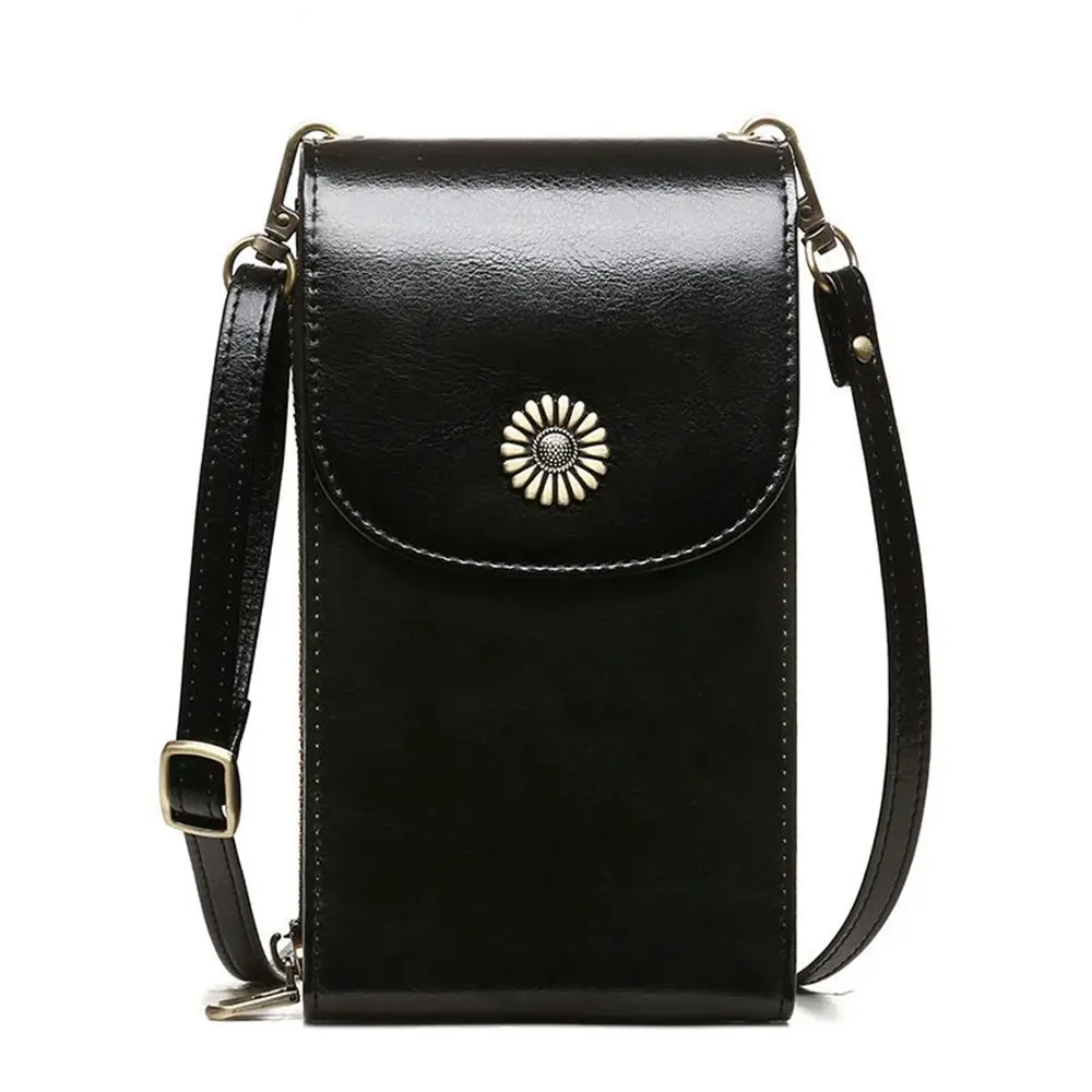 Cowhide Phone Bag Female Vertical Crossbody Bag Leather Shoulder Bag - Electronics