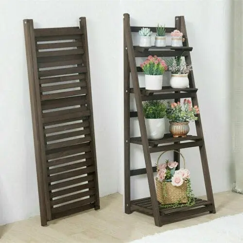 Space-Saving Wooden Bookcase and Plant Display