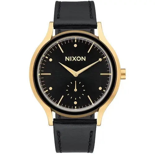 Nixon A995513 Sala Leather Gold Black Dial Stainless Women's Quartz Watch - Jewellery