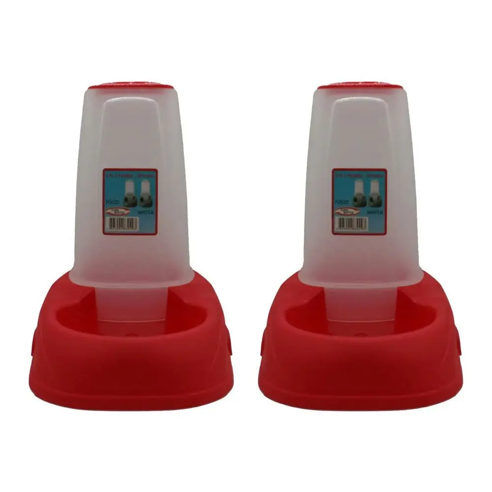2x Showmaster 2In1 Pet Auto Feeder/Drinker Tower 25x24x17cm 1.5L Assorted Colour - Pets
