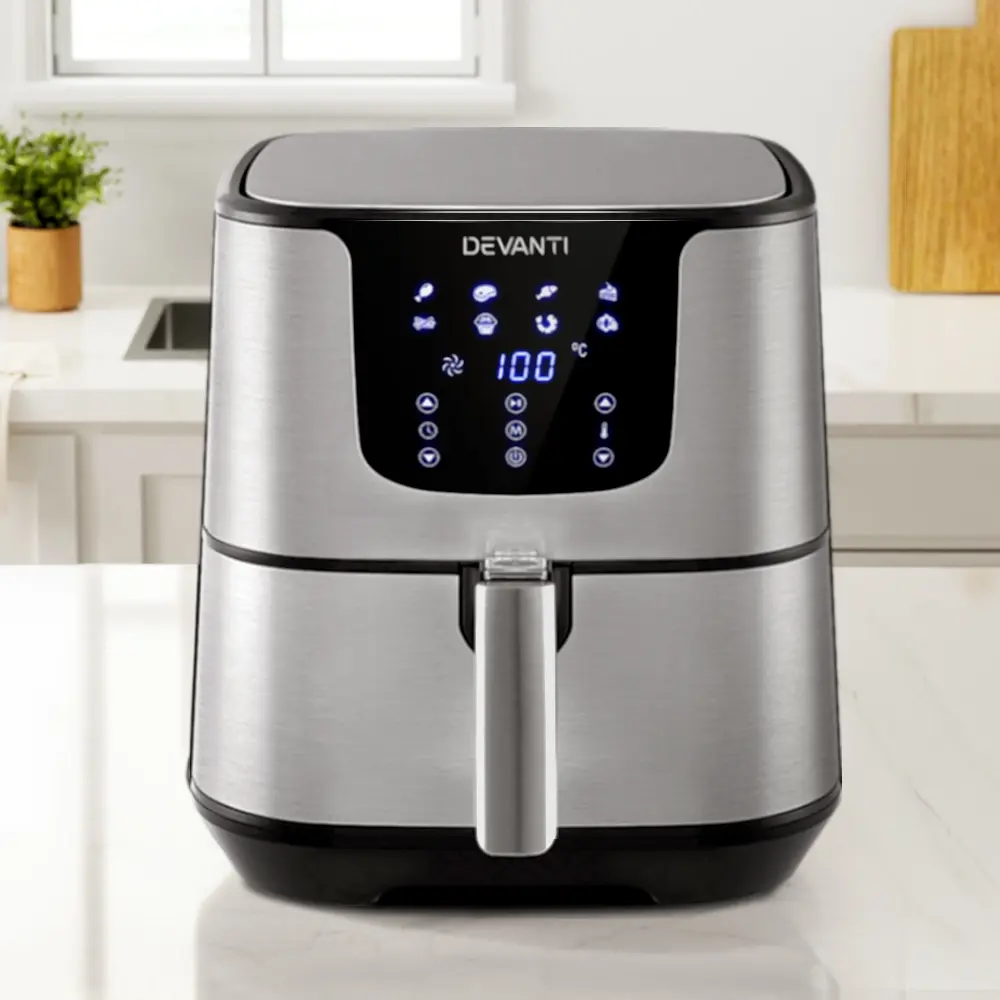 Devanti Air Fryer 7L LCD Fryers Stainless Steel - Home & Garden