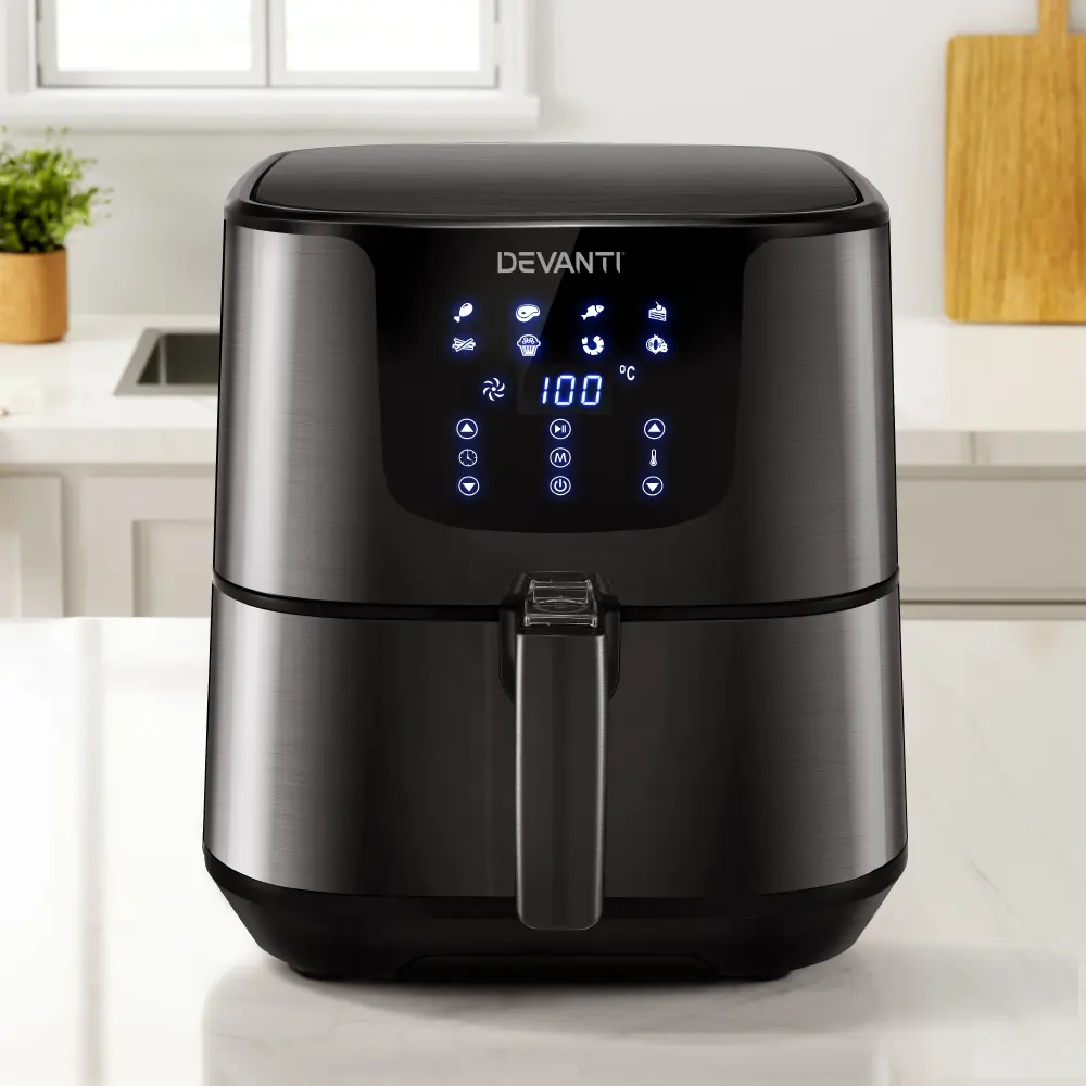 Devanti Air Fryer 7L LCD Fryers Black - Home & Garden