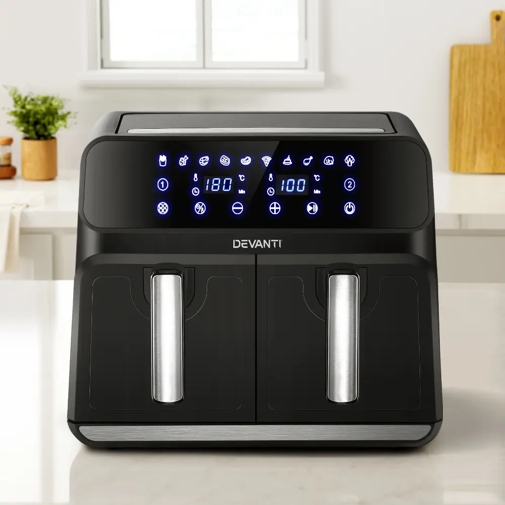 Devanti Air Fryer 8L Dual Zone Fryers - Home & Garden