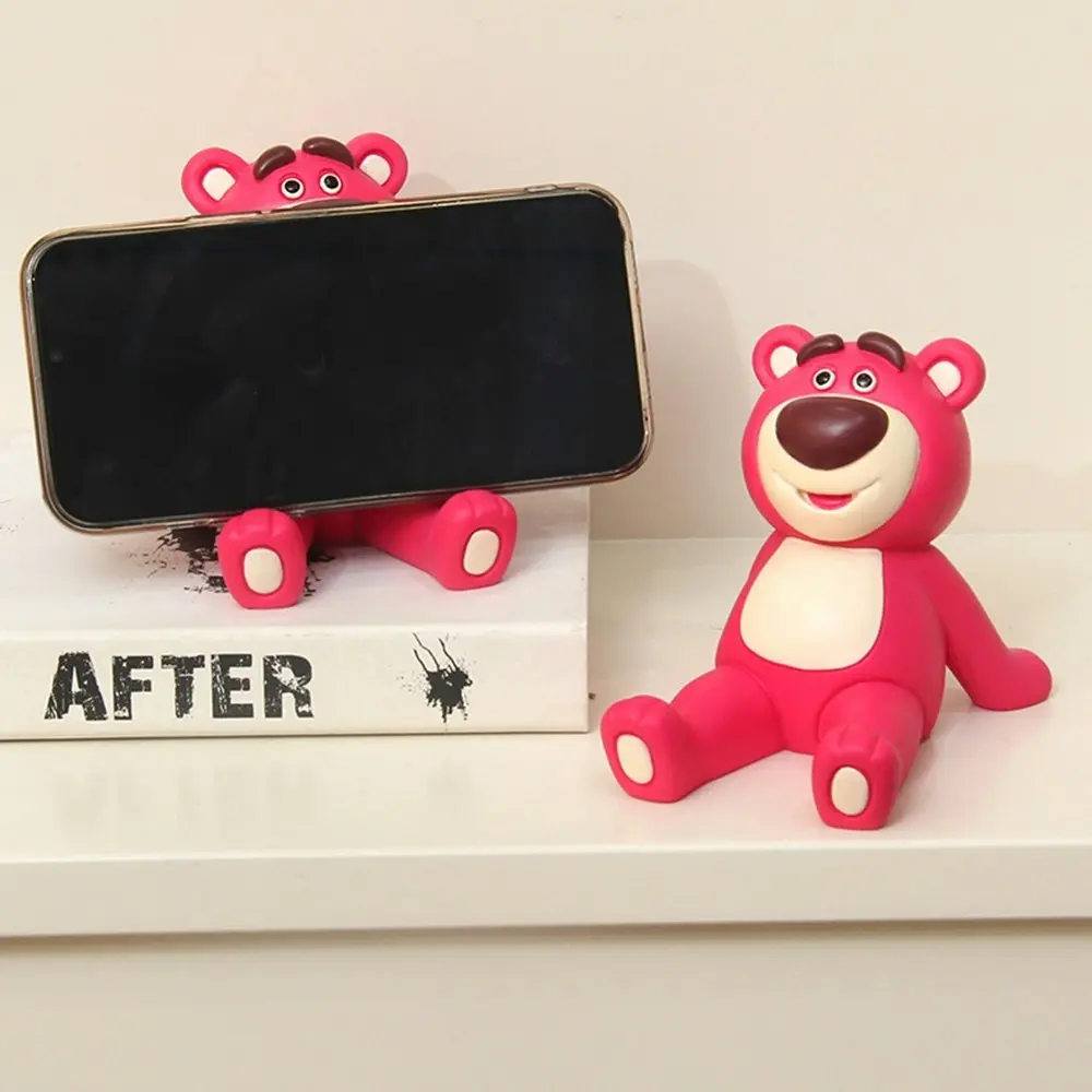 Creative Pink Bear Phone Holder Desktop Cute Cartoon Decoration Tablet Holder - Electronics
