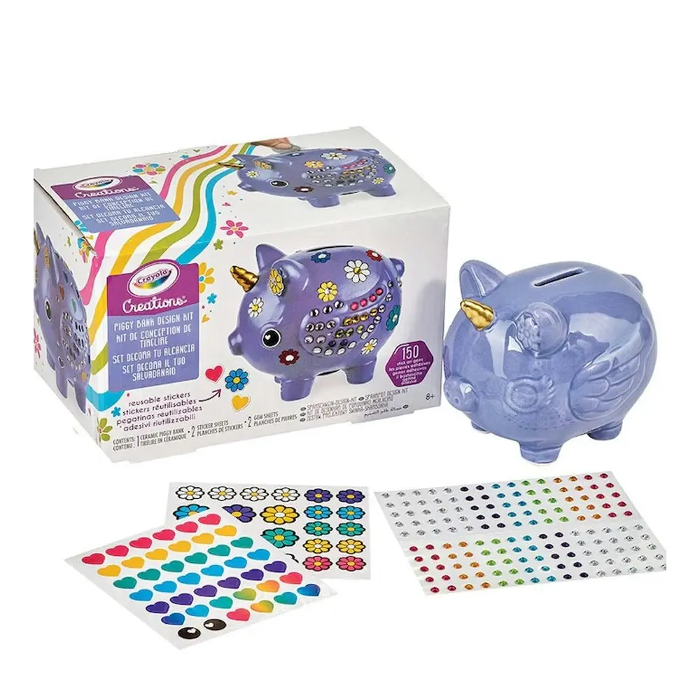 Crayola Creations Piggy Bank Design Activity Kit w/ Reusable Sticker For Kids 8+ - Hobbies