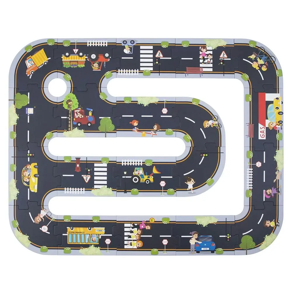 21pc Tooky Toy Kids City Cardboard Road Creative Educational DIY Layout Puzzle - Toys & Games