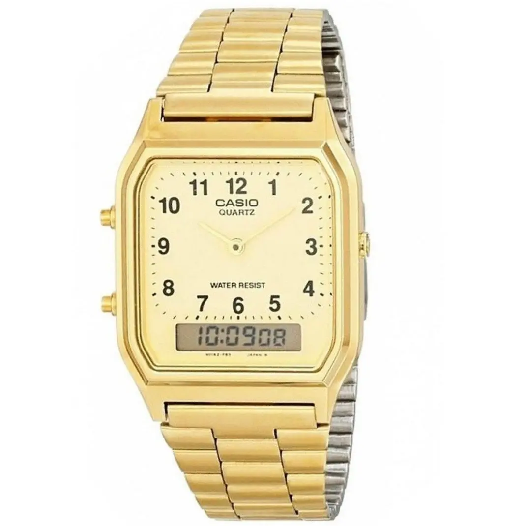 Casio Gold Dual Time Unisex Analog Digital Watch AQ-230GA-9B
