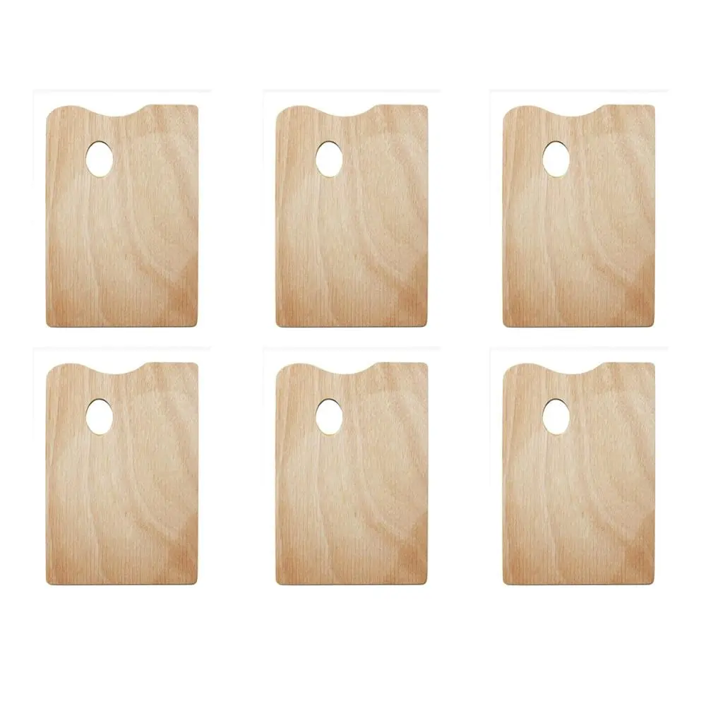 6x Jasart Rectangle Oil/Acrylic Painting Wooden Palette Art/Craft 30cm Sml NTRL - Hobbies