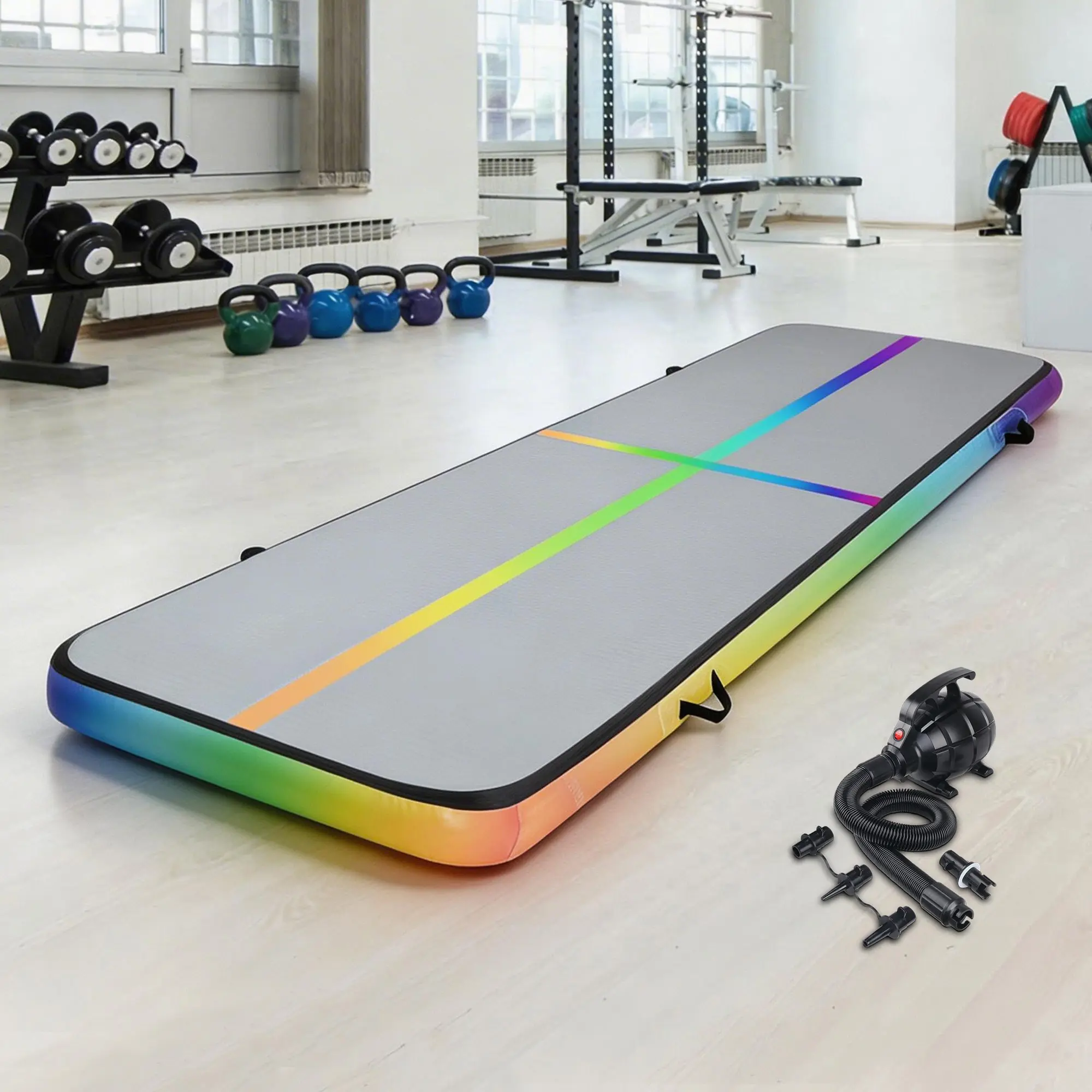 Everfit 4M Air Track Gymnastics Tumbling Exercise Mat W/ Pump Inflatable Colored - Sports & Outdoor