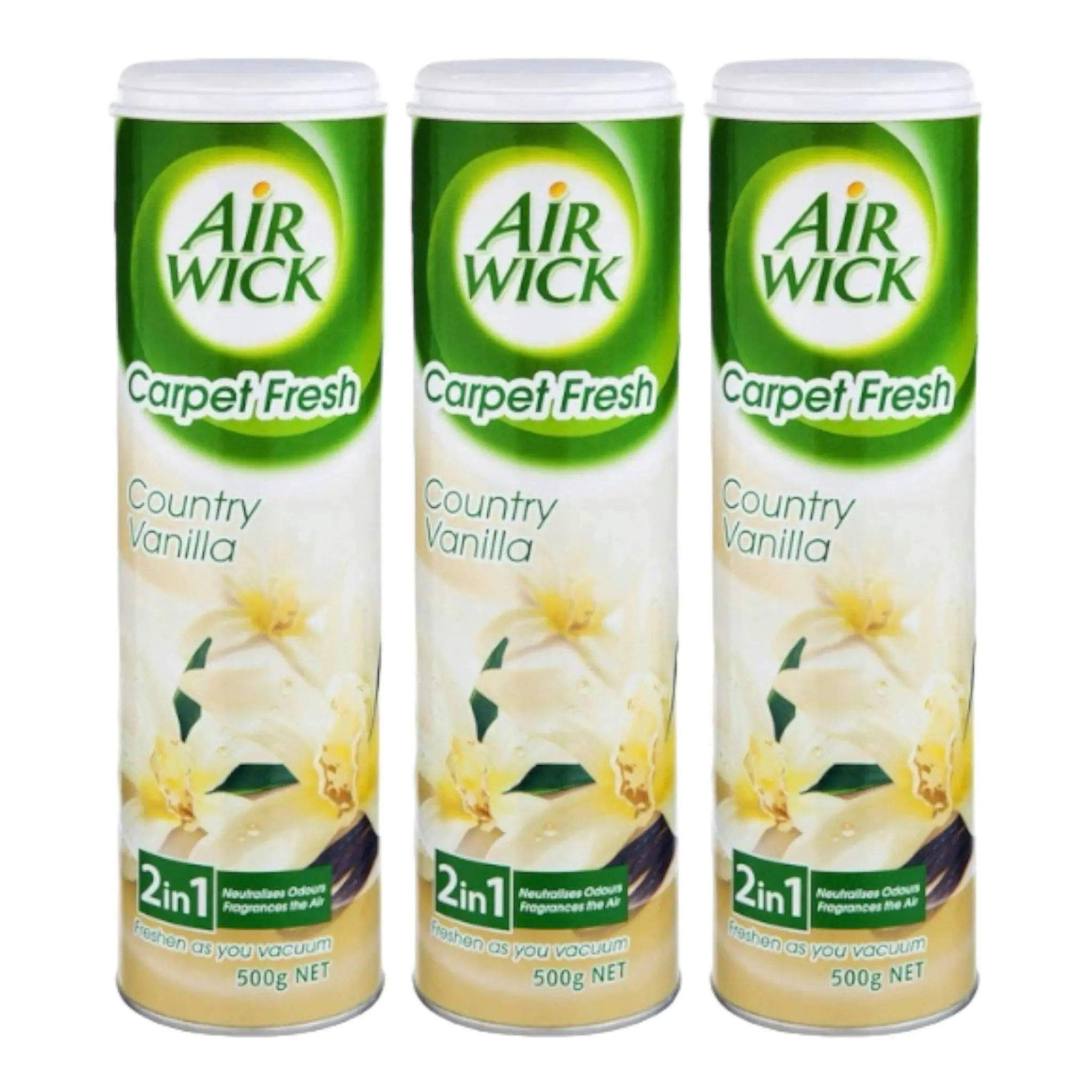 3 Pack Air Wick Country Vanilla Carpet Deodoriser & Freshener 500g - Home & Garden