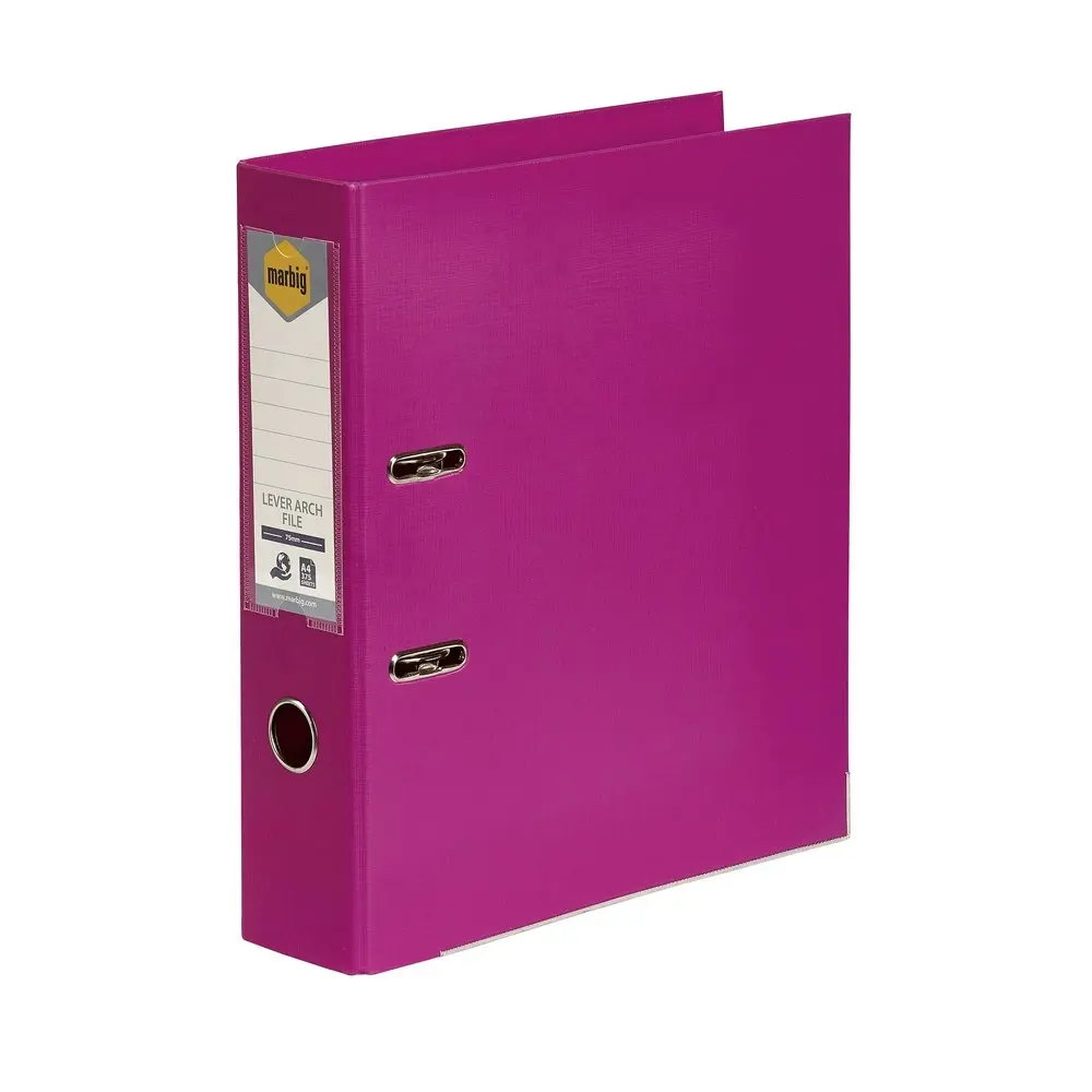 Marbig PE Lever Arch File Folder A4 Document Paper Filing Organiser Holder Pink - Office