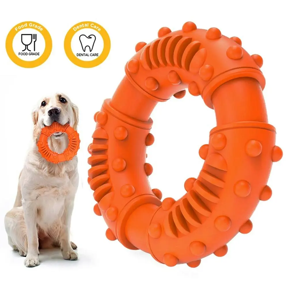 Strong Rubber Chew Toy Dogs Teeth Cleaning Nontoxic Indestructible Puppy Toys - Pets