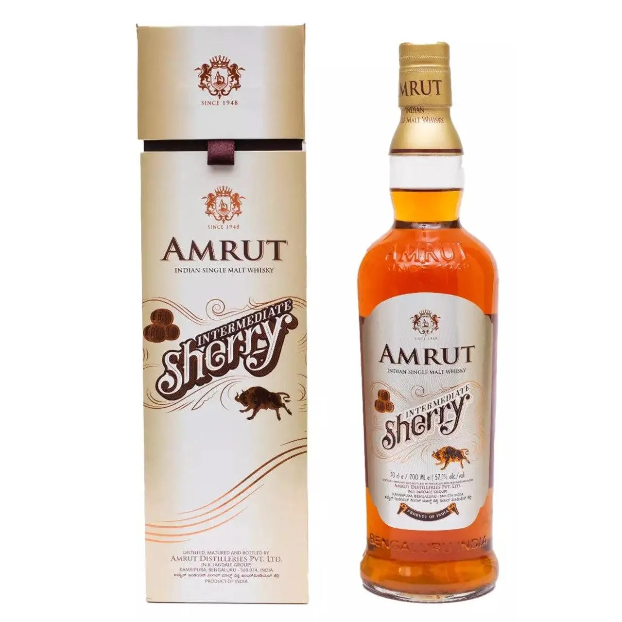 Amrut Intermediate Sherry Matured Cask Strength Single Malt Indian Whisky 700ml - Alcohol