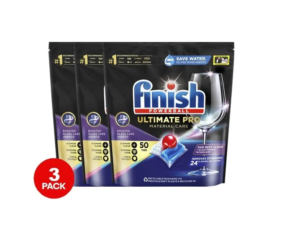 3x Finish Ultimate Plus Material Care Dishwasher Tablets 50 Pack - Home & Garden