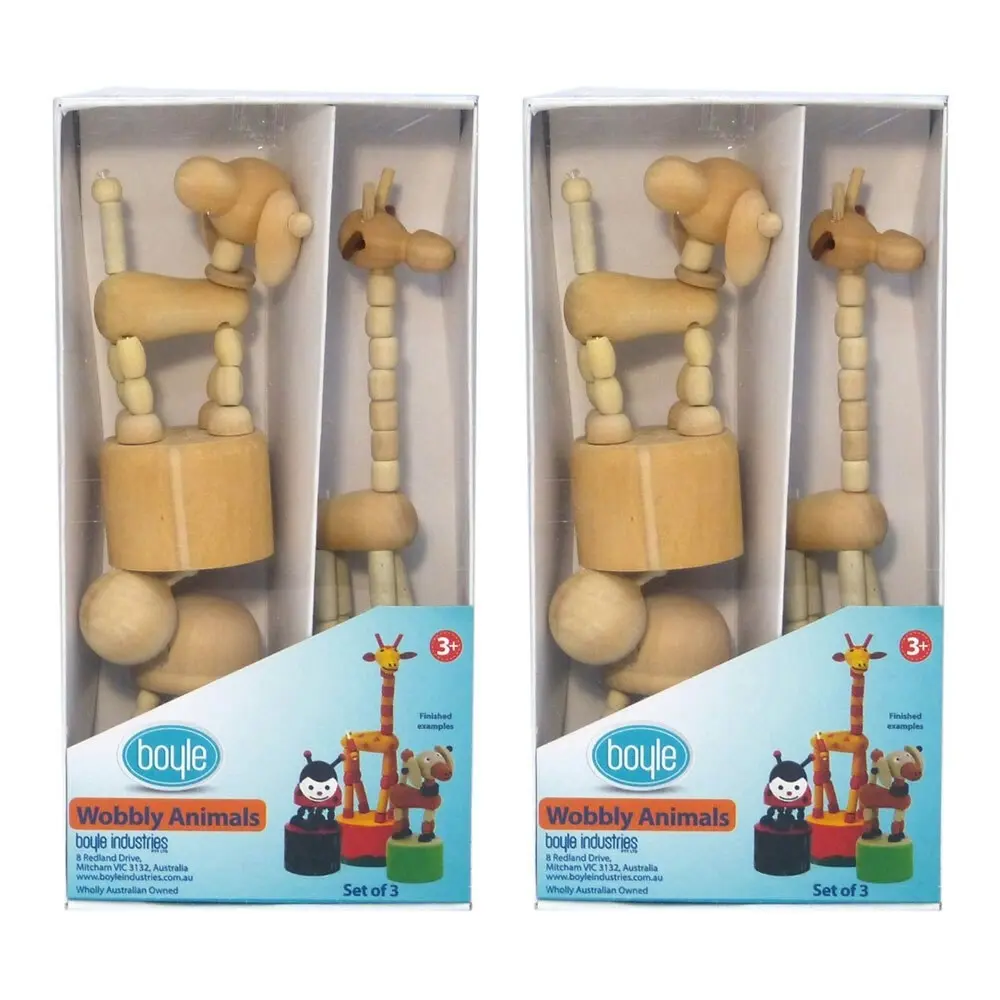 2x 3pc Crafty Kits Wobbly Animals Giraffe/Dog/Ladybug Kids DIY Art/Craft Toy - Toys & Games