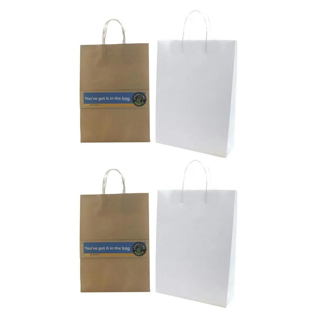 8PK Lemon & Lime 45cm Paper Kraft Gift Bag Carry Storage Bags w/ Handles Assort. - Hobbies