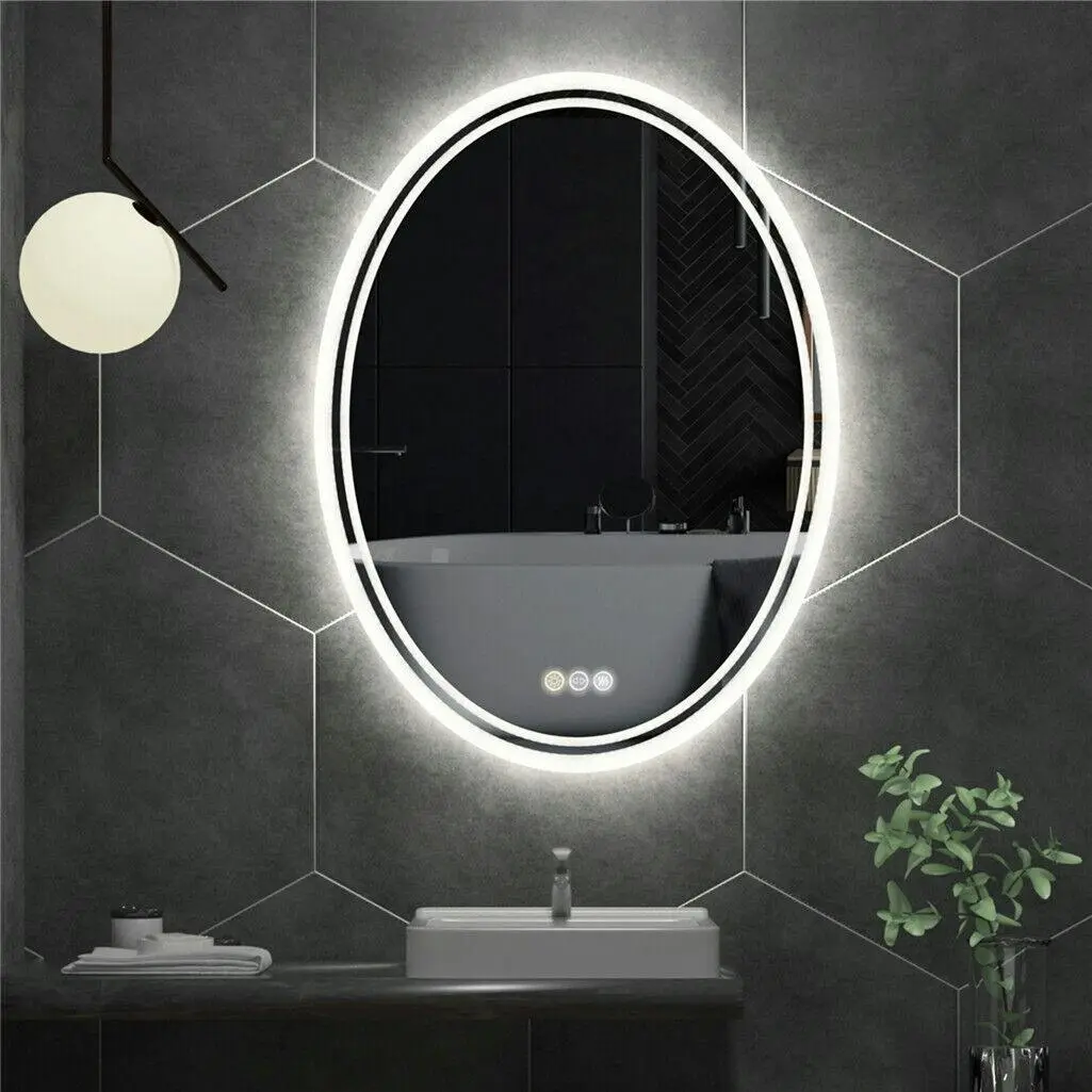 600*800MM Smart Frameless LED Bathroom Mirror Oval Demist Vanity Makeup Mirror - Home & Garden