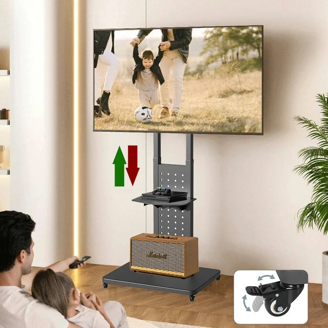 Fin Heavy Duty Mobile Floor Tv Stand For 32-65'' Tv Cart Rotating Vertical Tv Screen