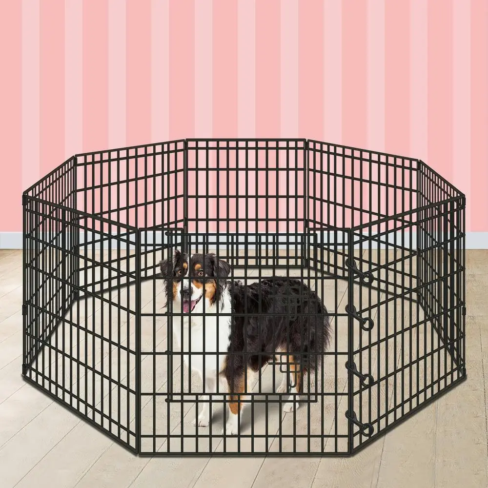 BEASTIE Pet Playpen 30 inch Large 8 Panel Fence Enclosure Dog Metal Exercise Pen - Pets