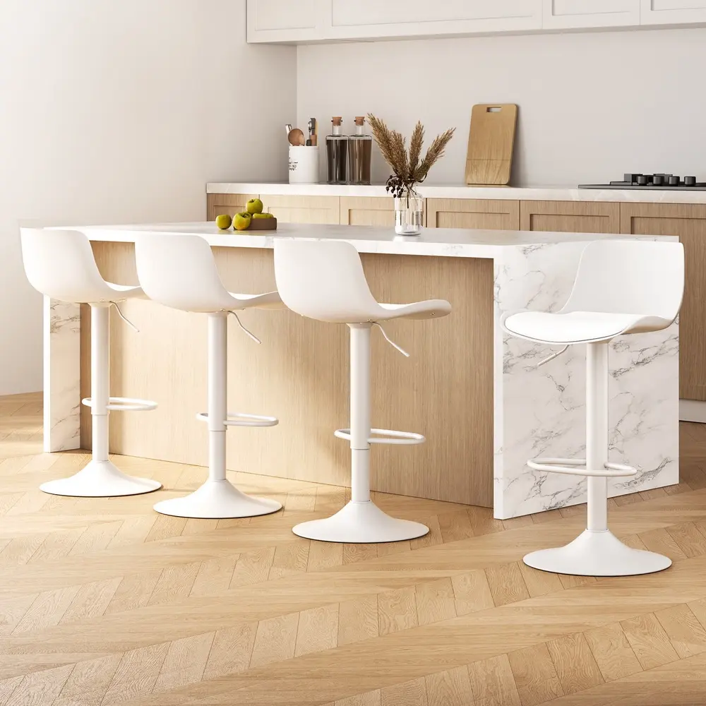 4x Artiss Bar Stools Kitchen Swivel Gas Lift Stool Leather Dining Chairs White - Shop Dining Chairs & Bar Stools