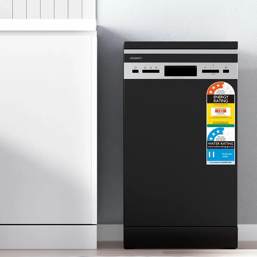Devanti 10 Place Settings Freestanding Dishwasher Black - Home & Garden